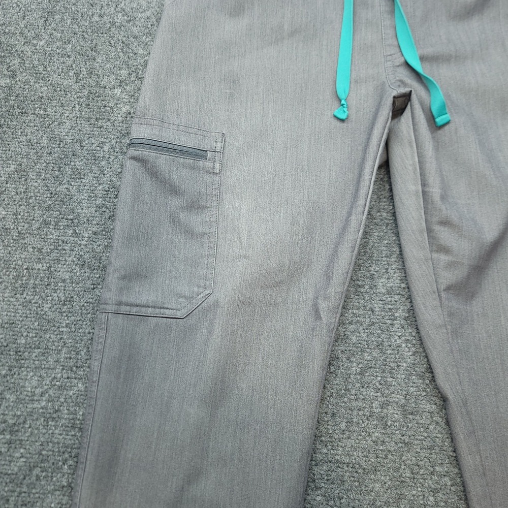 FIGS Technical Collection Grey Scrub Pants Petite Small TW2000P Teal Drawstring - Picture 12 of 16